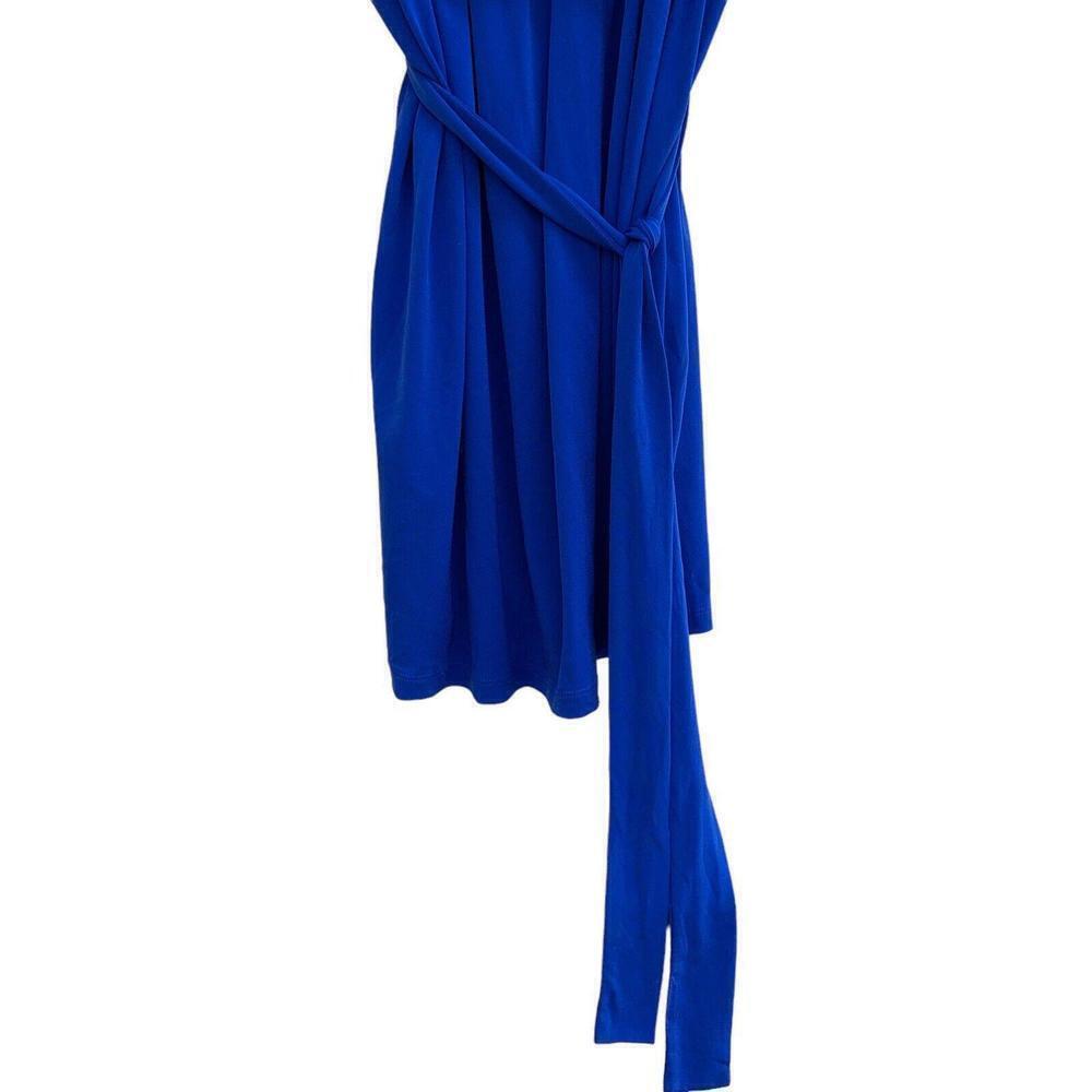 Lane Bryant Royal Blue Stretch V Neck Faux Wrap Waist Tie Knot LS Dress 14/16 - Picture 5 of 7